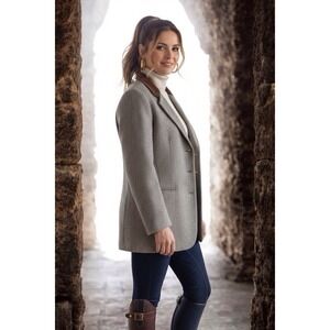 Vintage JL Colebrook Blazer Sz L Womens Brown Houndstooth Wool Preppy Academic